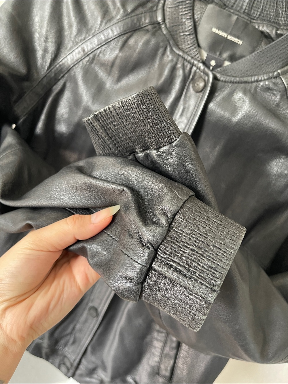 Scotch & Soda Maison Scotch Leather Bomber Jacket - Picture 11 of 11